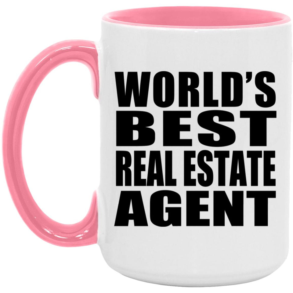 World's Best Real Estate Agent - 15oz Accent Mug Pink