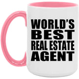 World's Best Real Estate Agent - 15oz Accent Mug Pink