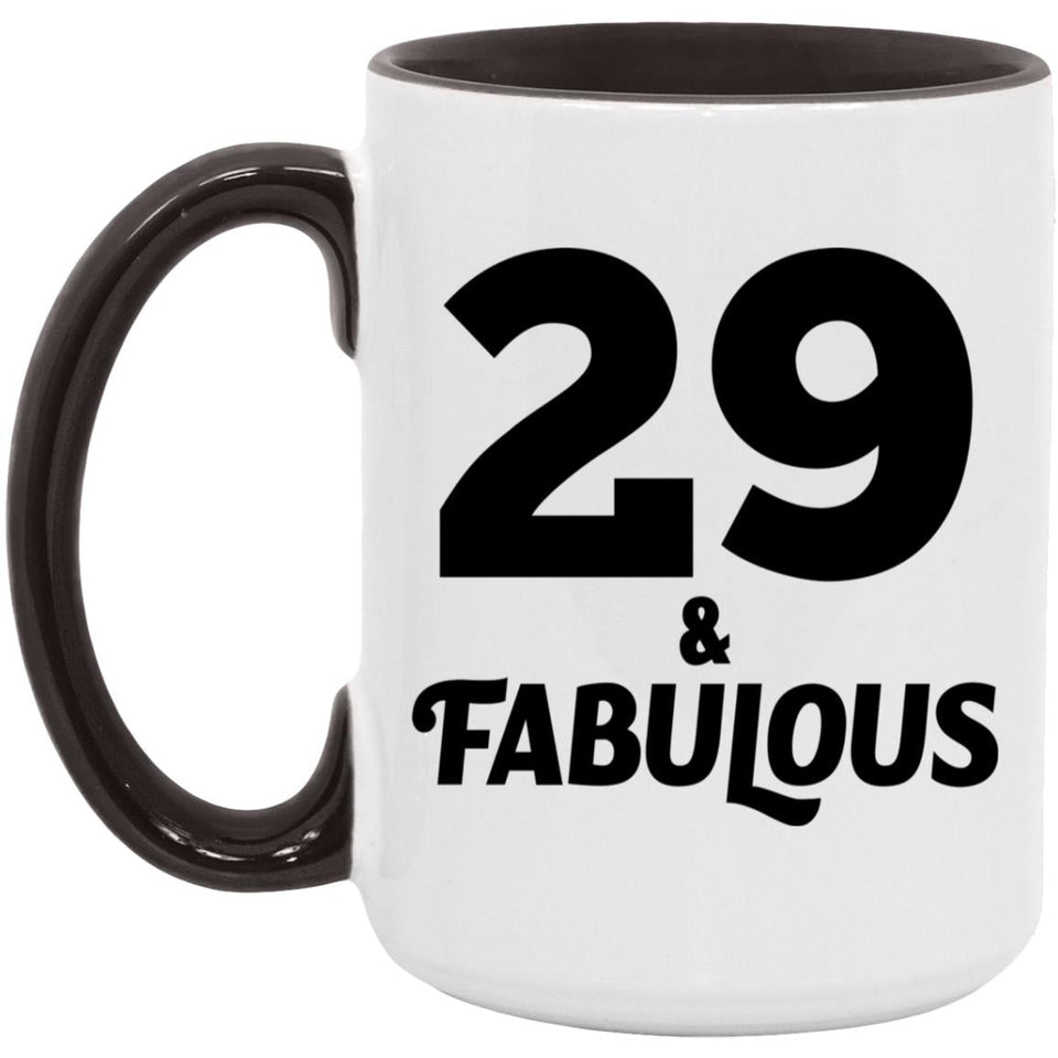 29th Birthday 29 & Fabulous - 15oz Accent Mug Black