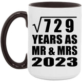 27th Anniversary Square Root of 729 Years As Mr & Mrs 2023 - 15oz Accent Mug Black