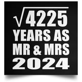 65th Anniversary Square Root of 4225 Years As Mr & Mrs 2024 - Poster Square