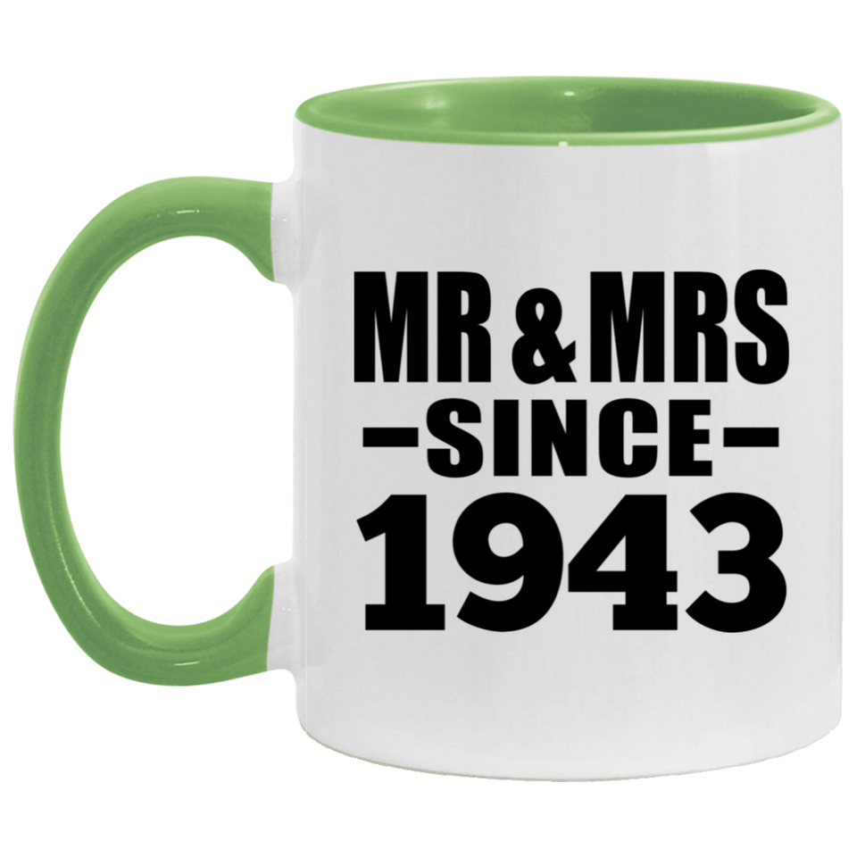 81st Anniversary Mr & Mrs Since 1943 - 11oz Accent Mug Green