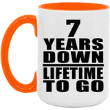7th Anniversary 7 Years Down Lifetime To Go - 15oz Accent Mug Orange