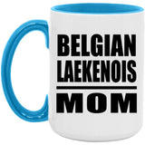 Belgian Laekenois Mom - 15oz Accent Mug Blue
