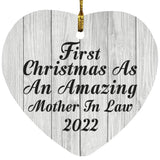 First Christmas As An Amazing Mother In Law 2022 - Heart Ornament F