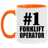 Number One #1 Forklift Operator - 11oz Accent Mug Orange