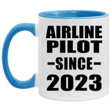 Airline Pilot Since 2023 - 11oz Accent Mug Blue