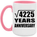65th Anniversary Square Root of 4225 Years Anniversary - 15oz Accent Mug Pink