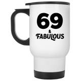 69th Birthday 69 & Fabulous - White Travel Mug