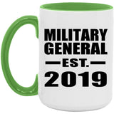 Military General Established EST. 2019 - 15oz Accent Mug Green