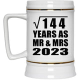 12th Anniversary Square Root of 144 Years As Mr & Mrs 2023 - Beer Stein