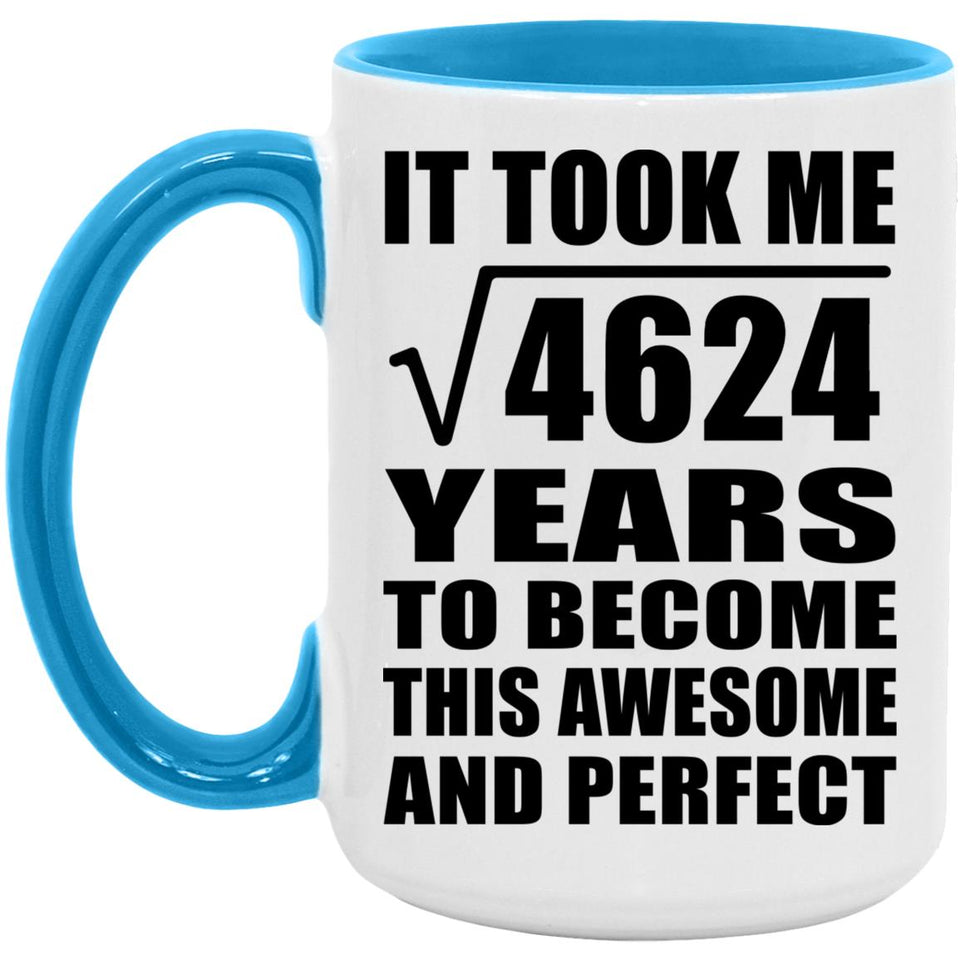 68th Birthday Took Square Root of 4624 Years To Awesome - 15oz Accent Mug Blue