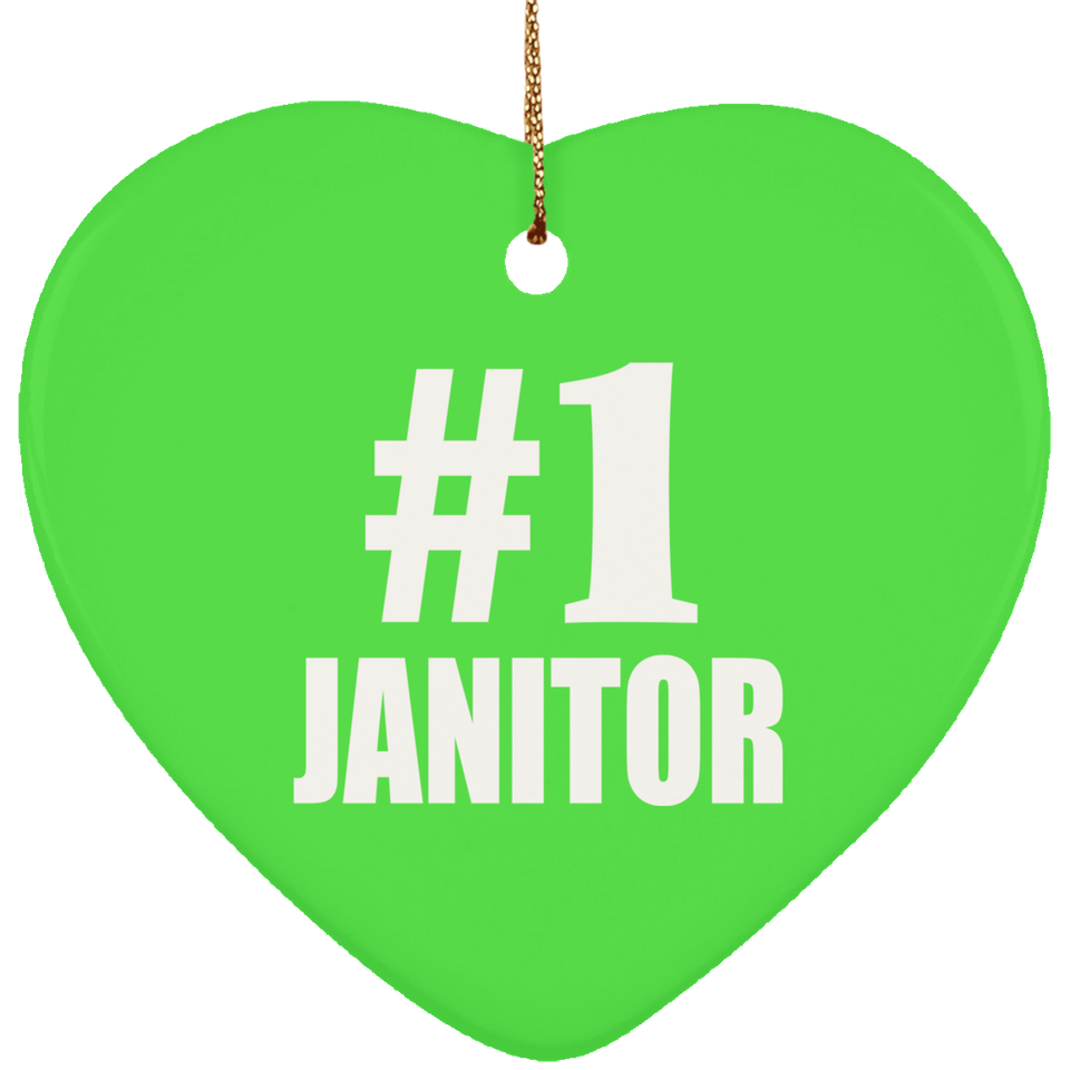 Number One #1 Janitor - Heart Ornament