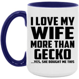 I Love My Wife More Than Gecko - 15oz Accent Mug Purple