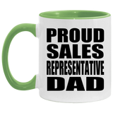 Proud Sales Representative Dad - 11oz Accent Mug Green