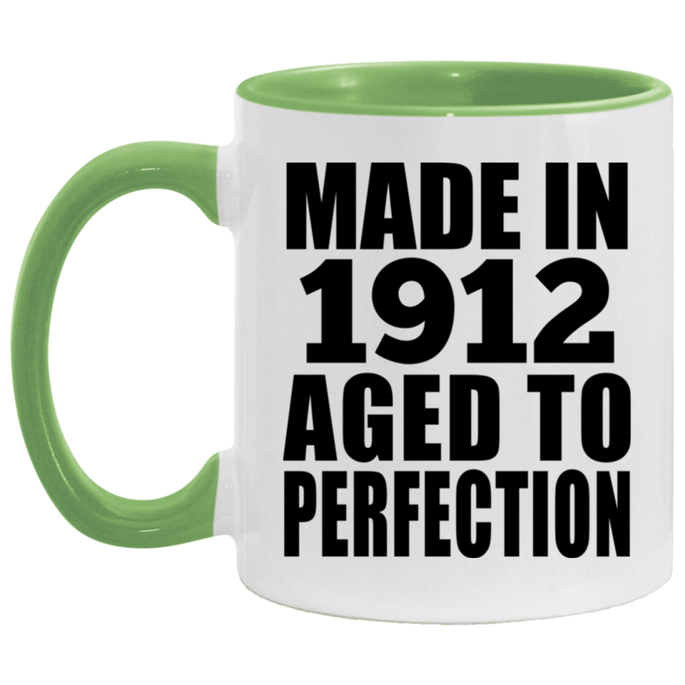 112th Birthday Made In 1912 Aged To Perfection - 11oz Accent Mug Green