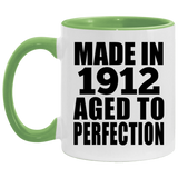 112th Birthday Made In 1912 Aged To Perfection - 11oz Accent Mug Green