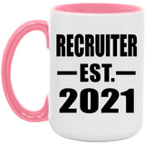 Recruiter Established EST. 2021 - 15oz Accent Mug Pink