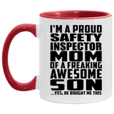 Proud Safety Inspector Mom Of Awesome Son - 11oz Accent Mug Red