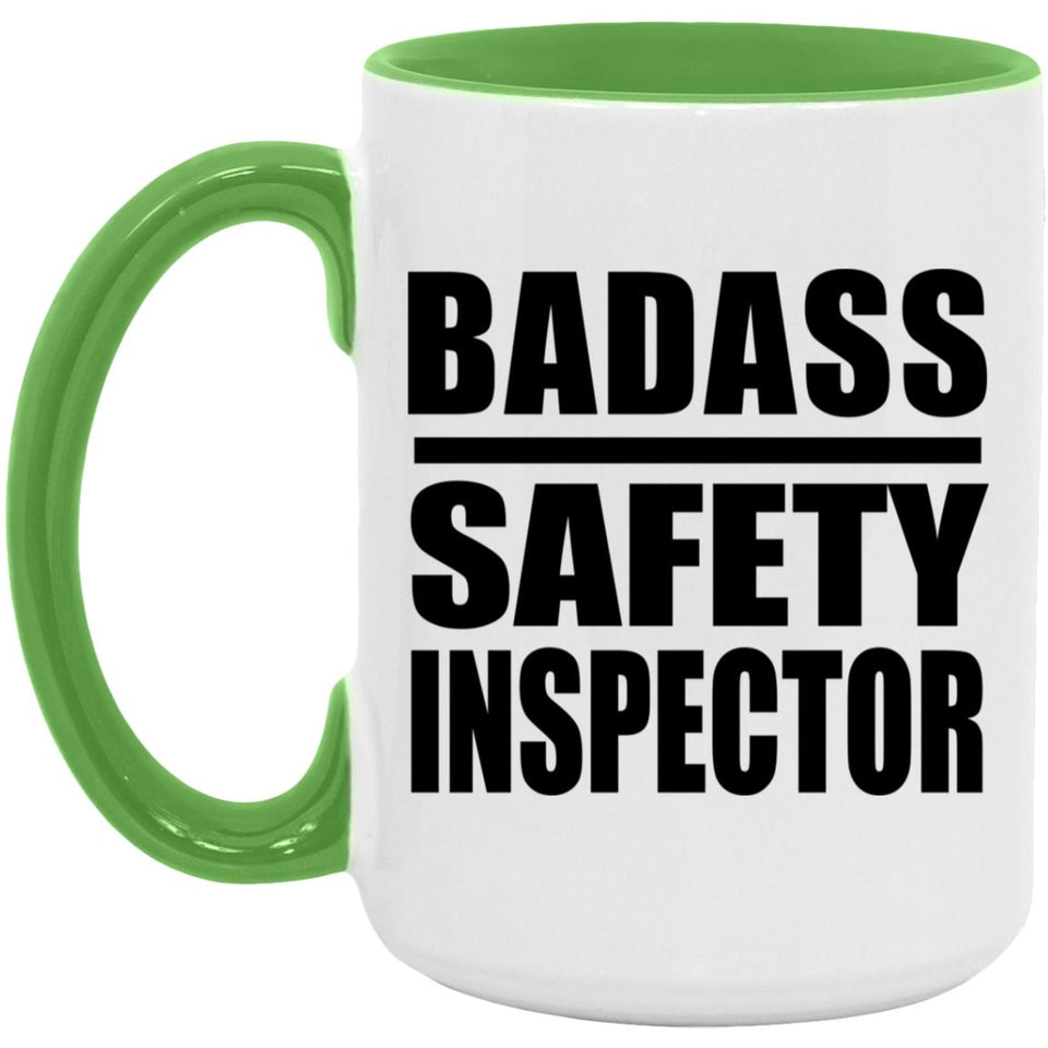 Badass Safety Inspector - 15oz Accent Mug Green