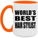 World's Best Hair Stylist - 15oz Accent Mug Orange
