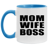 Mom Wife Boss - 11oz Accent Mug Blue
