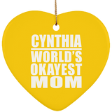 Cynthia World's Okayest Mom - Heart Ornament