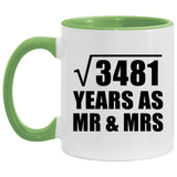 59th Anniversary Square Root of 3481 Years As Mr & Mrs - 11oz Accent Mug Green
