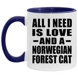 All I Need Is Love And A Norwegian Forest Cat - 11oz Accent Mug Purple