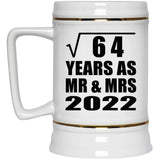 8th Anniversary Square Root of 64 Years As Mr & Mrs 2022 - Beer Stein