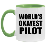 World's Okayest Pilot - 11oz Accent Mug Green