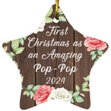 First Christmas As an Amazing Pop Pop 2024 - Star Ornament A