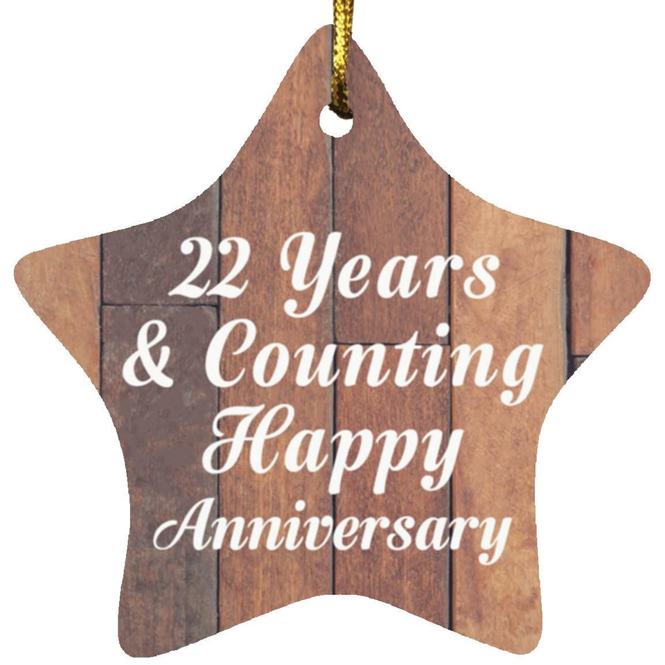 22nd Anniversary 22 Years & Counting Happy Anniversary - Star Ornament E