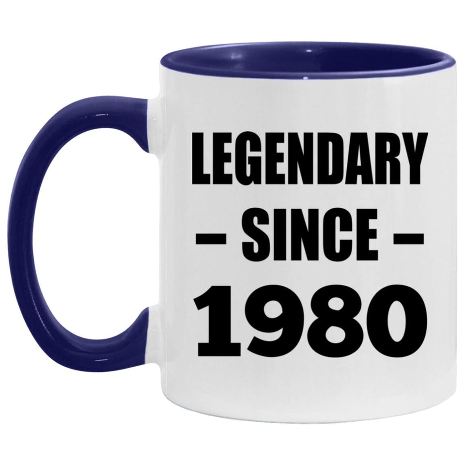44th Birthday Legendary Since 1980 - 11oz Accent Mug Purple