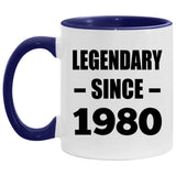 44th Birthday Legendary Since 1980 - 11oz Accent Mug Purple