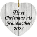 First Christmas As Grandmother 2022 - Heart Ornament F
