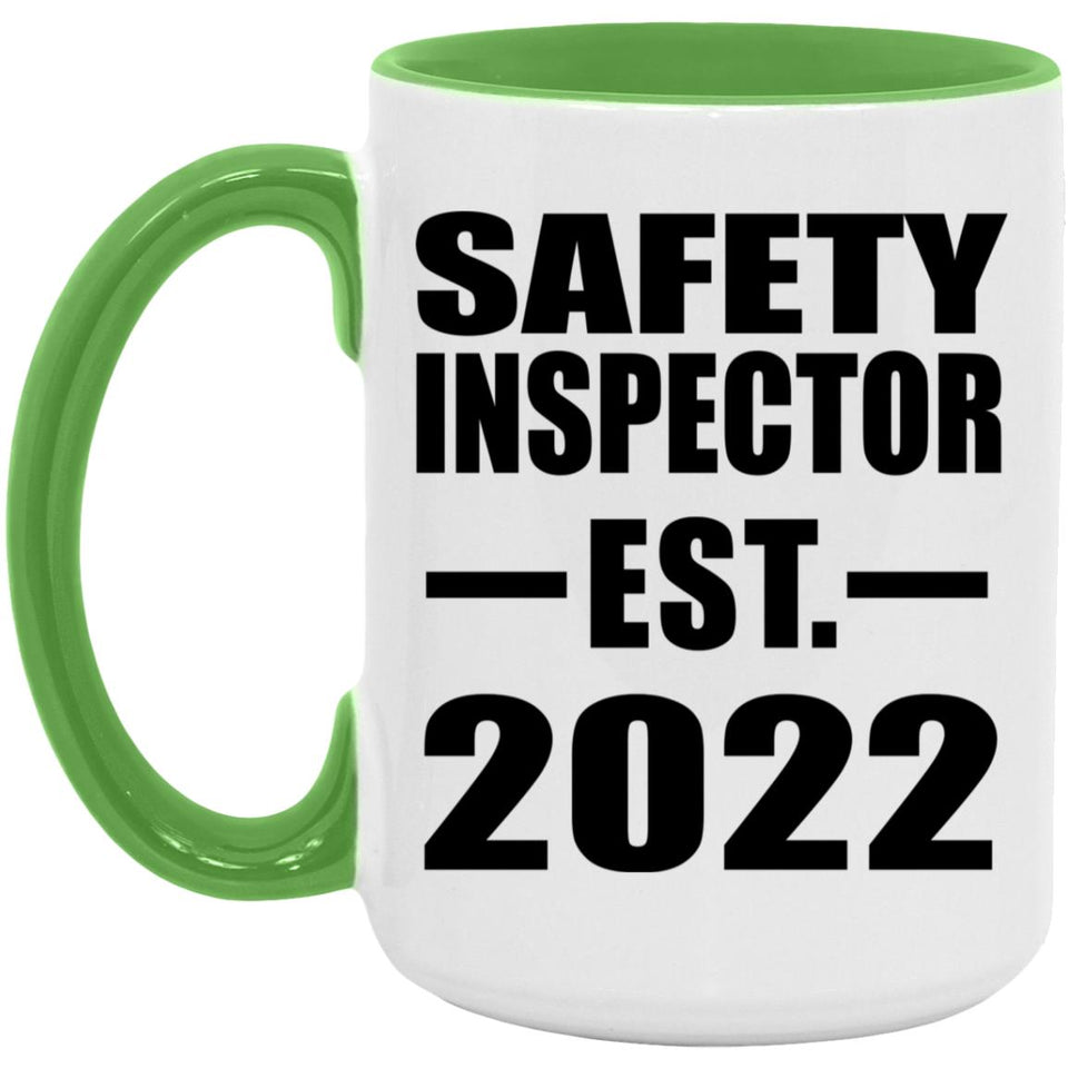Safety Inspector Established EST. 2022 - 15oz Accent Mug Green