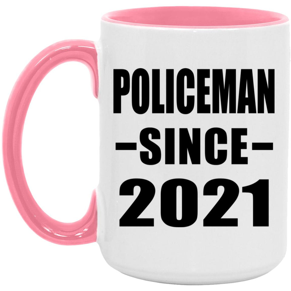 Policeman Since 2021 - 15oz Accent Mug Pink