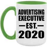 Advertising Executive Established EST. 2020 - 15oz Accent Mug Green