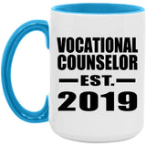 Vocational Counselor Established EST. 2019 - 15oz Accent Mug Blue