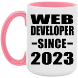 Web Developer Since 2023 - 15oz Accent Mug Pink