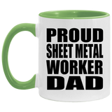 Proud Sheet Metal Worker Dad - 11oz Accent Mug Green
