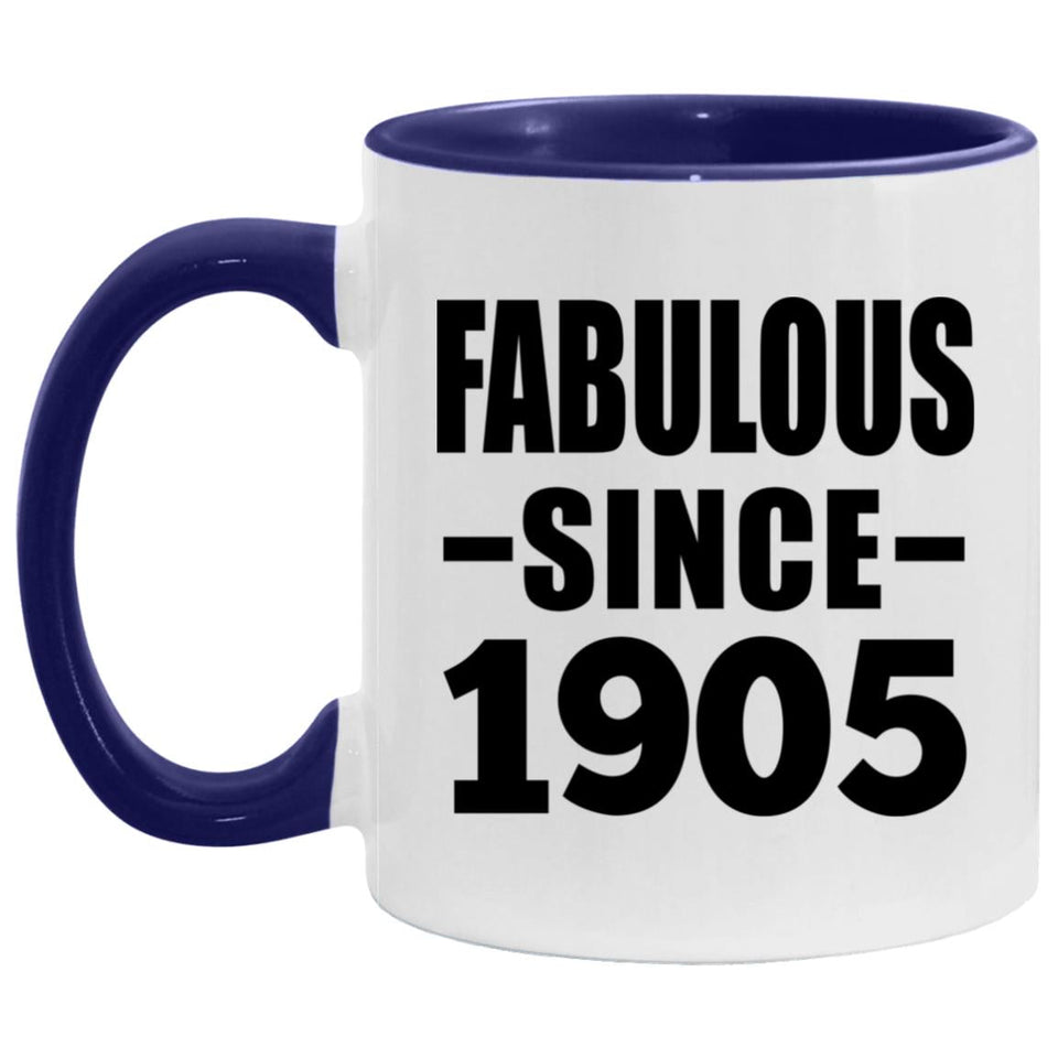 119th Birthday Fabulous Since 1905 - 11oz Accent Mug Purple