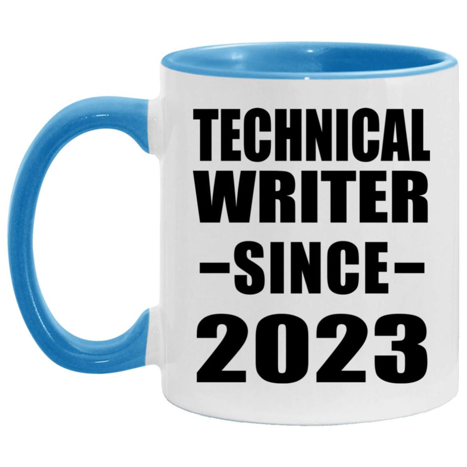 Technical Writer Since 2023 - 11oz Accent Mug Blue