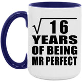 4th Anniversary Square Root of 16 Years of Mr Perfect - 15oz Accent Mug Purple