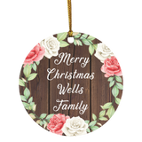 Merry Christmas Wells Family - Circle Ornament A
