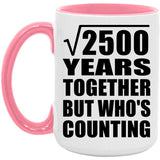 50th Anniversary Square Root of 2500 Years Who's Counting - 15oz Accent Mug Pink