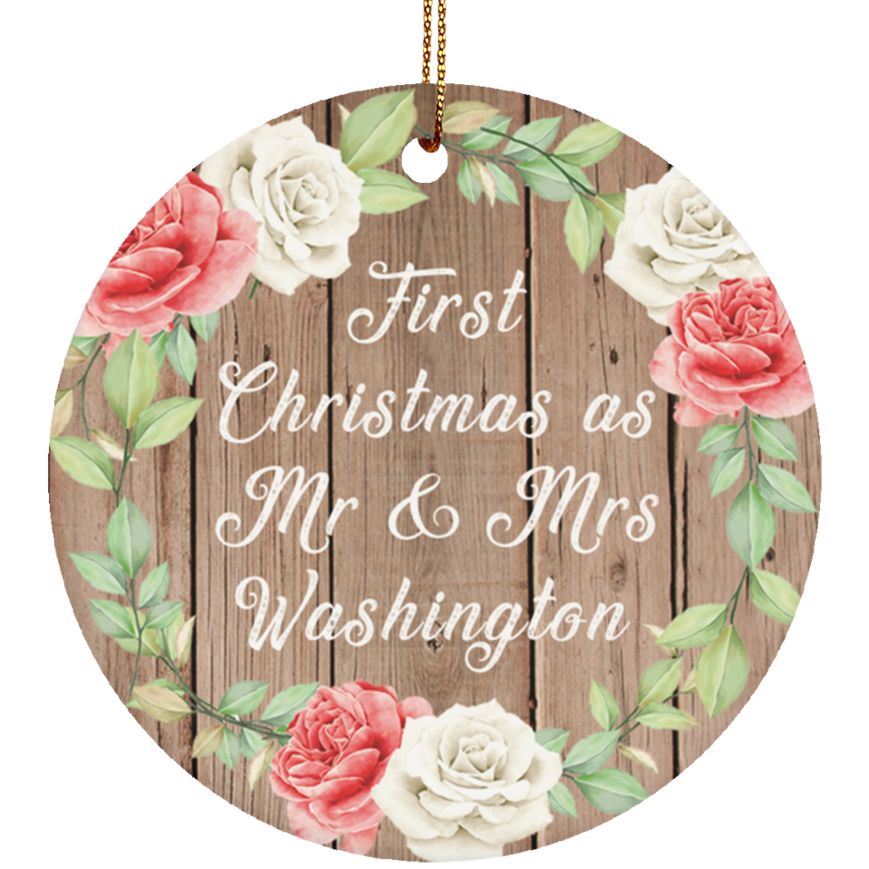 First Christmas As Mr & Mrs Washington - Circle Ornament B
