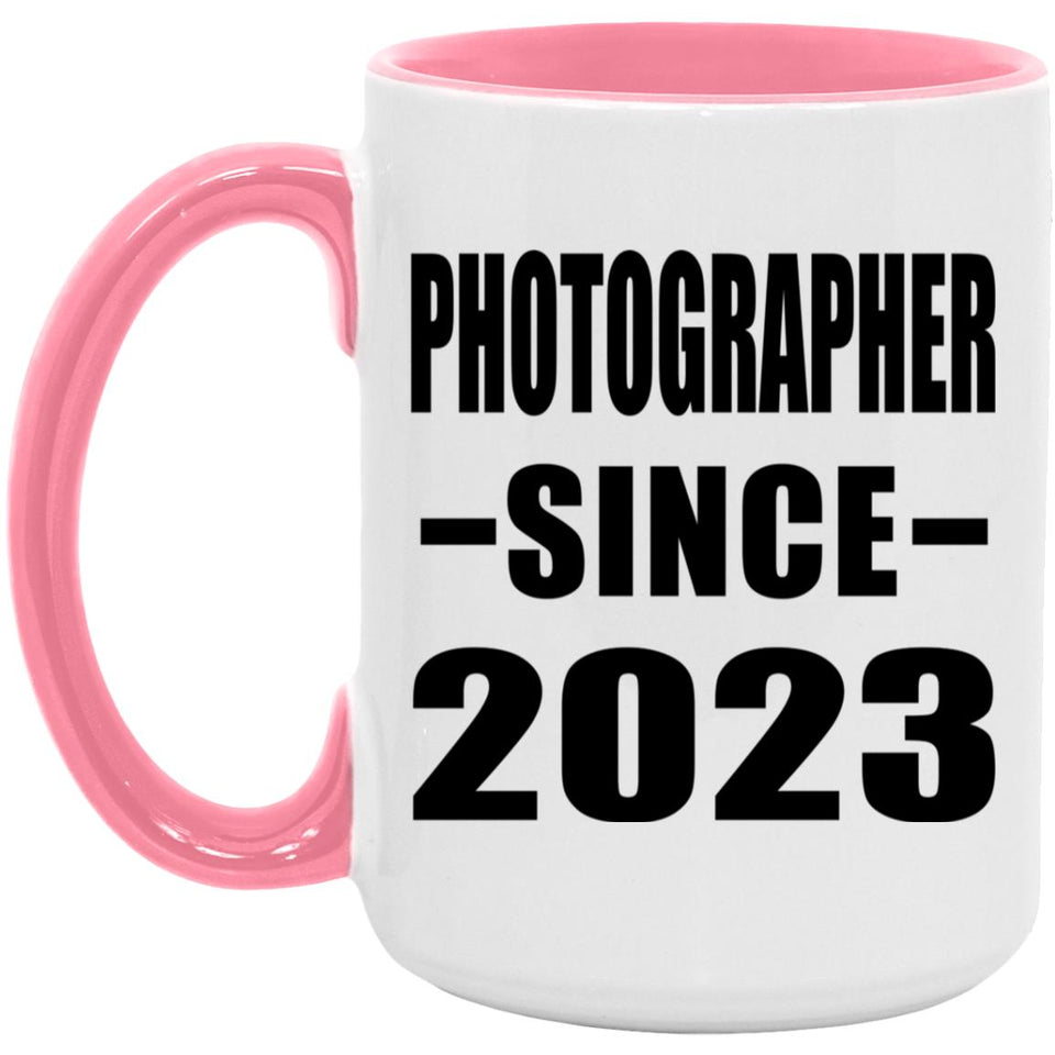 Photographer Since 2023 - 15oz Accent Mug Pink