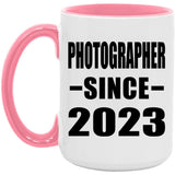 Photographer Since 2023 - 15oz Accent Mug Pink